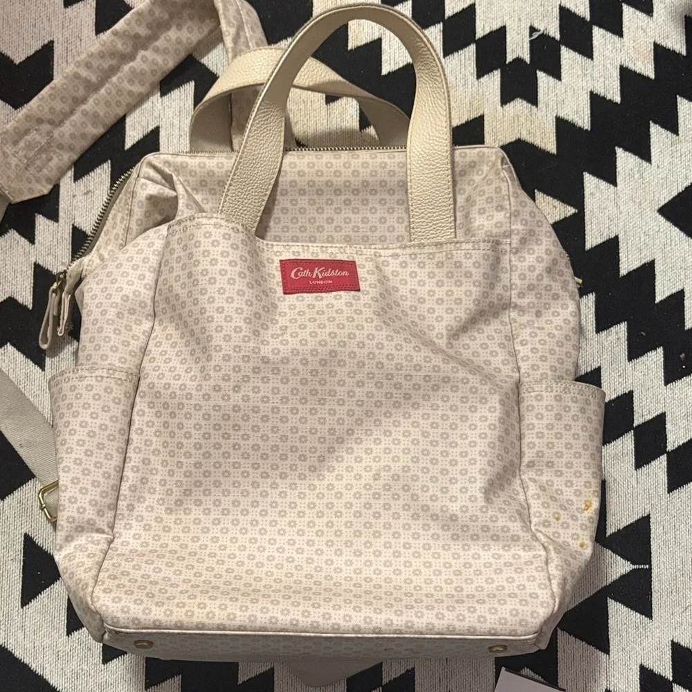 Cath Kidston Cream Micro-Pattern Backpack Tote - Picture 1 of 4